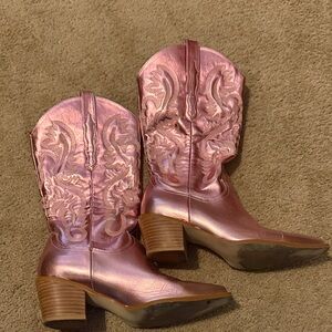 Pink Metallic Western Boots